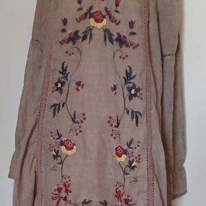 Umgee Beige Lace Embroidered Detailed Top